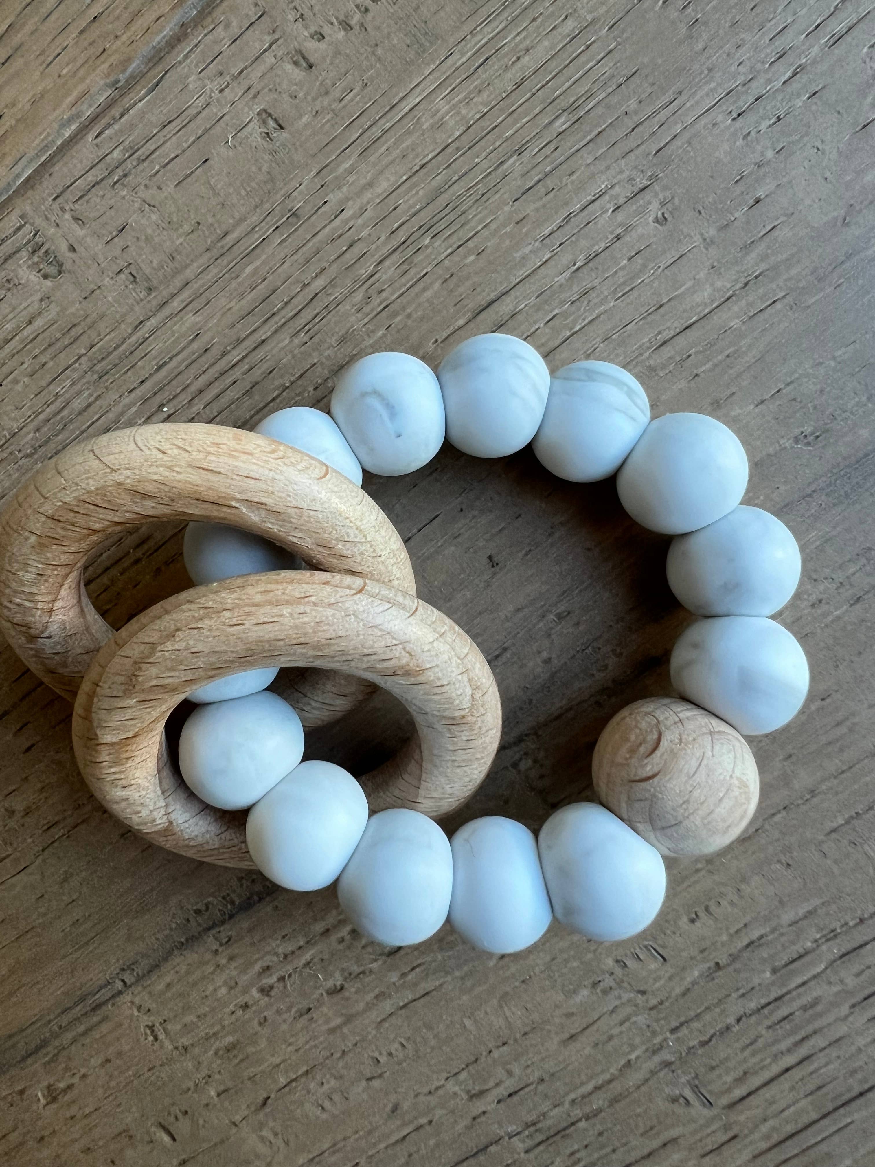 Ring Teether- Gray Marble