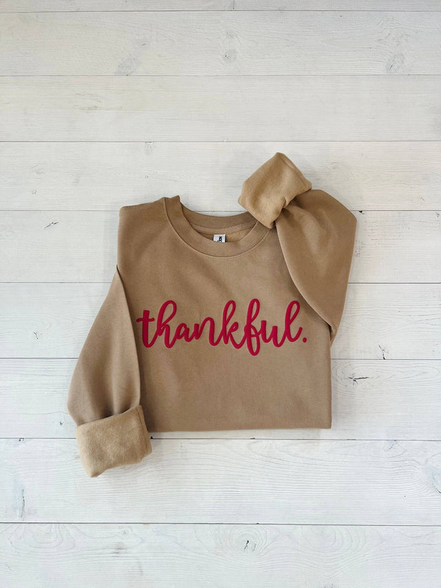 Embossed Thankful Oversized Sweatshirt