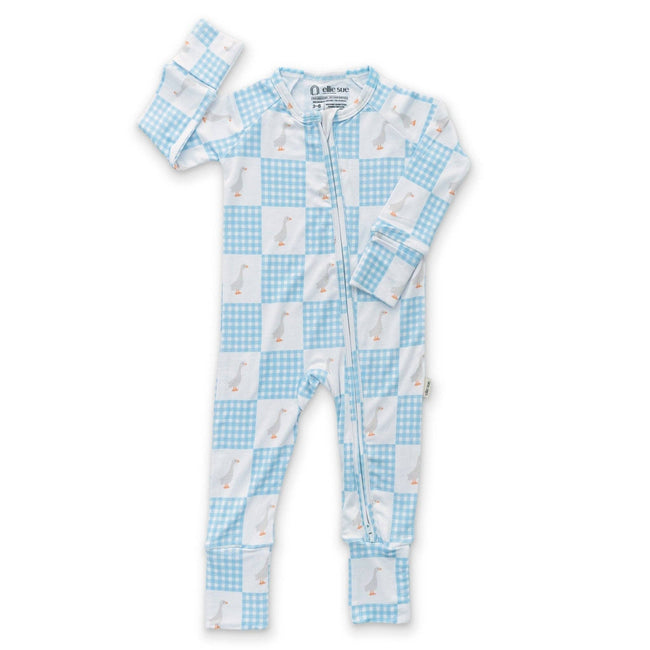 Goose Checker Zipper Romper