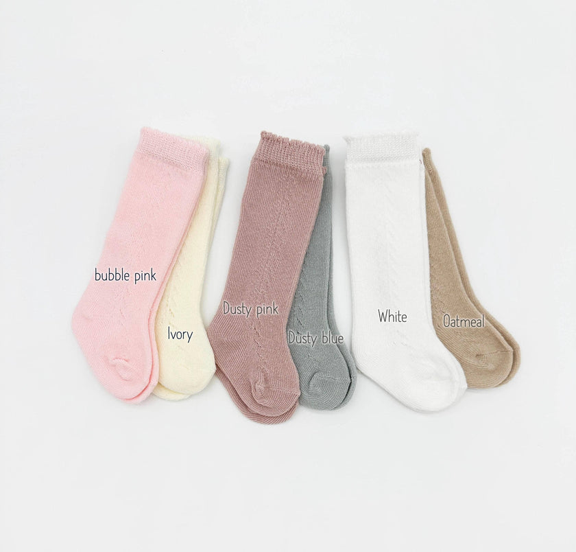 French Lace Knee High Baby Socks