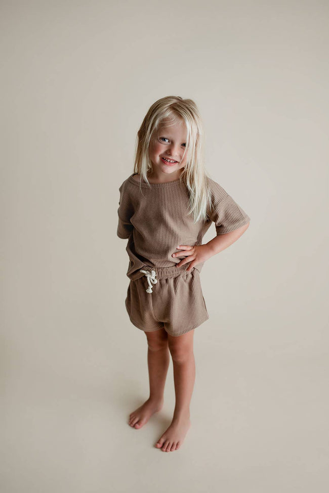 Cocoa Sands Neutral Summer Waffle Toddler Top & Bottom Set