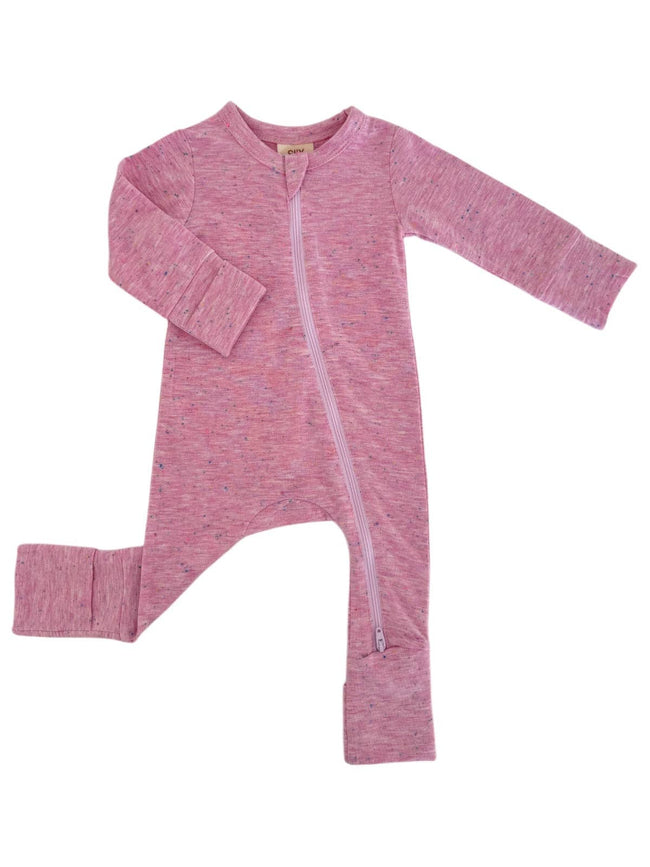 Pink Speckle 2-Way Zip Romper
