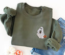 Embroidered Halloween Coffee Lovin' Ghost Sweatshirt