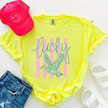 Lucky Duck Neon Stripe Comfort Colors Tee