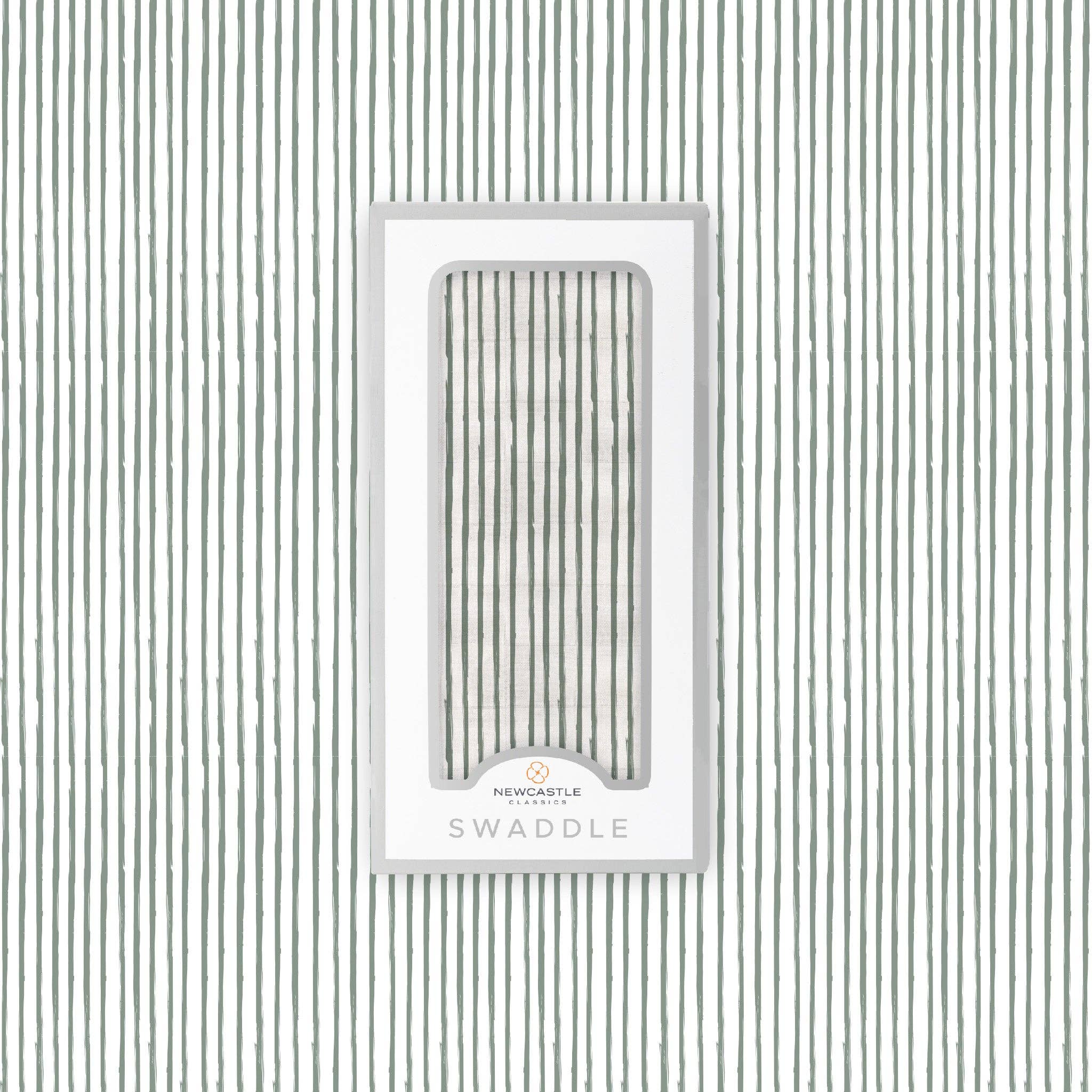 Sage Green Stripe Muslin Swaddle