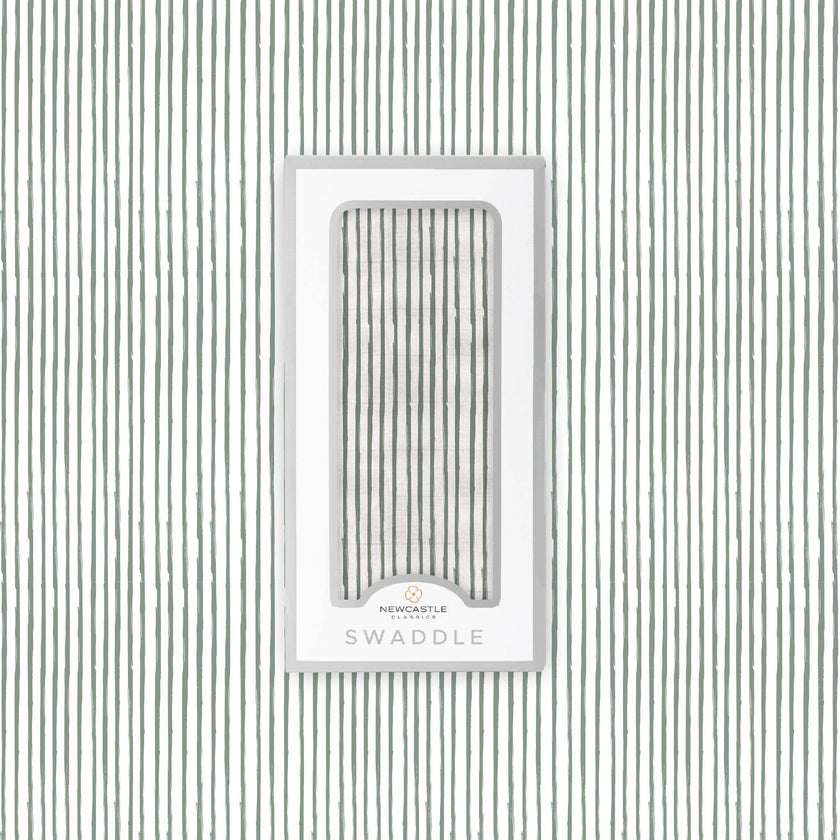 Sage Green Stripe Muslin Swaddle