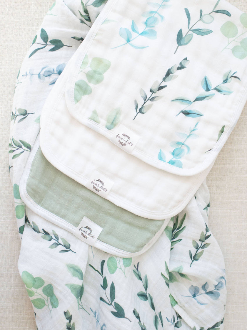 Organic Premium Oversized Absorbent Burp Cloths Sage Leaves