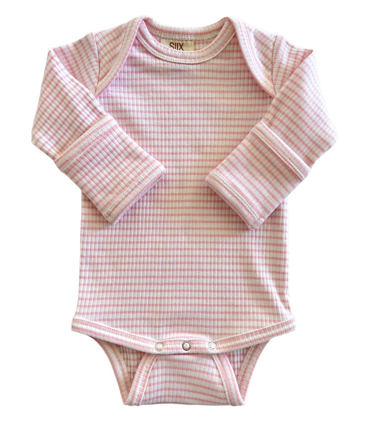 Pink Stripe Organic Ribbed Long Sleeve Bodysuit