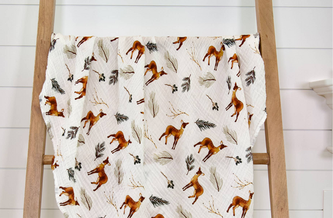 Oh Deer Baby Muslin Swaddle Blanket