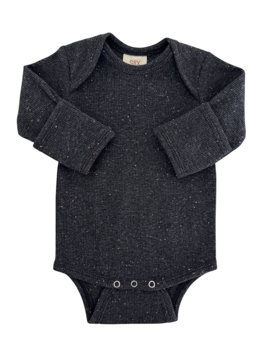 Charcoal Speckle Long Sleeve Bodysuit