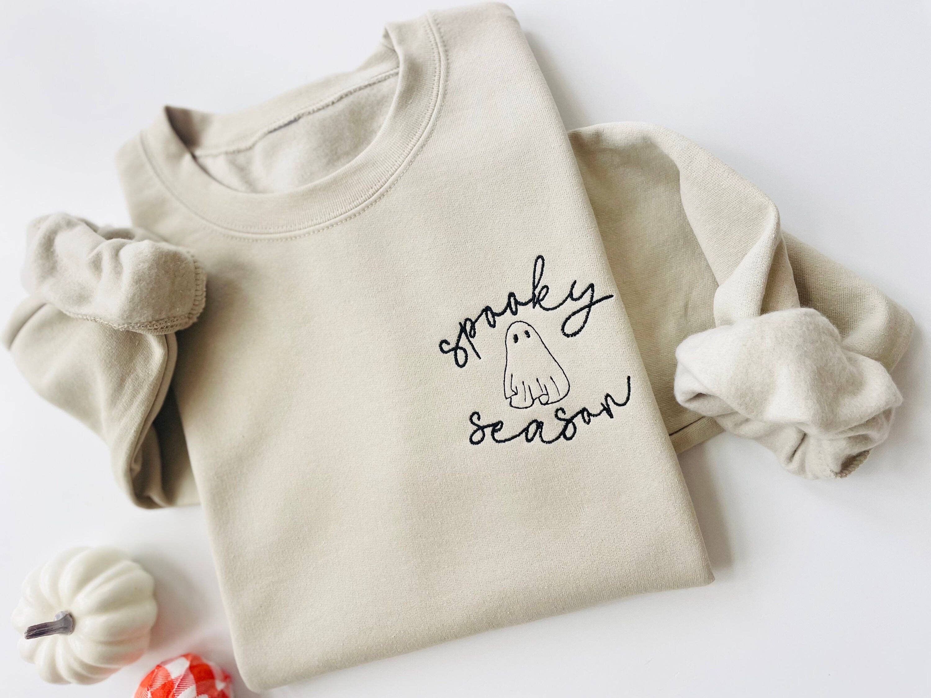 Spooky Ghost Halloween Embroidered Sweatshirt