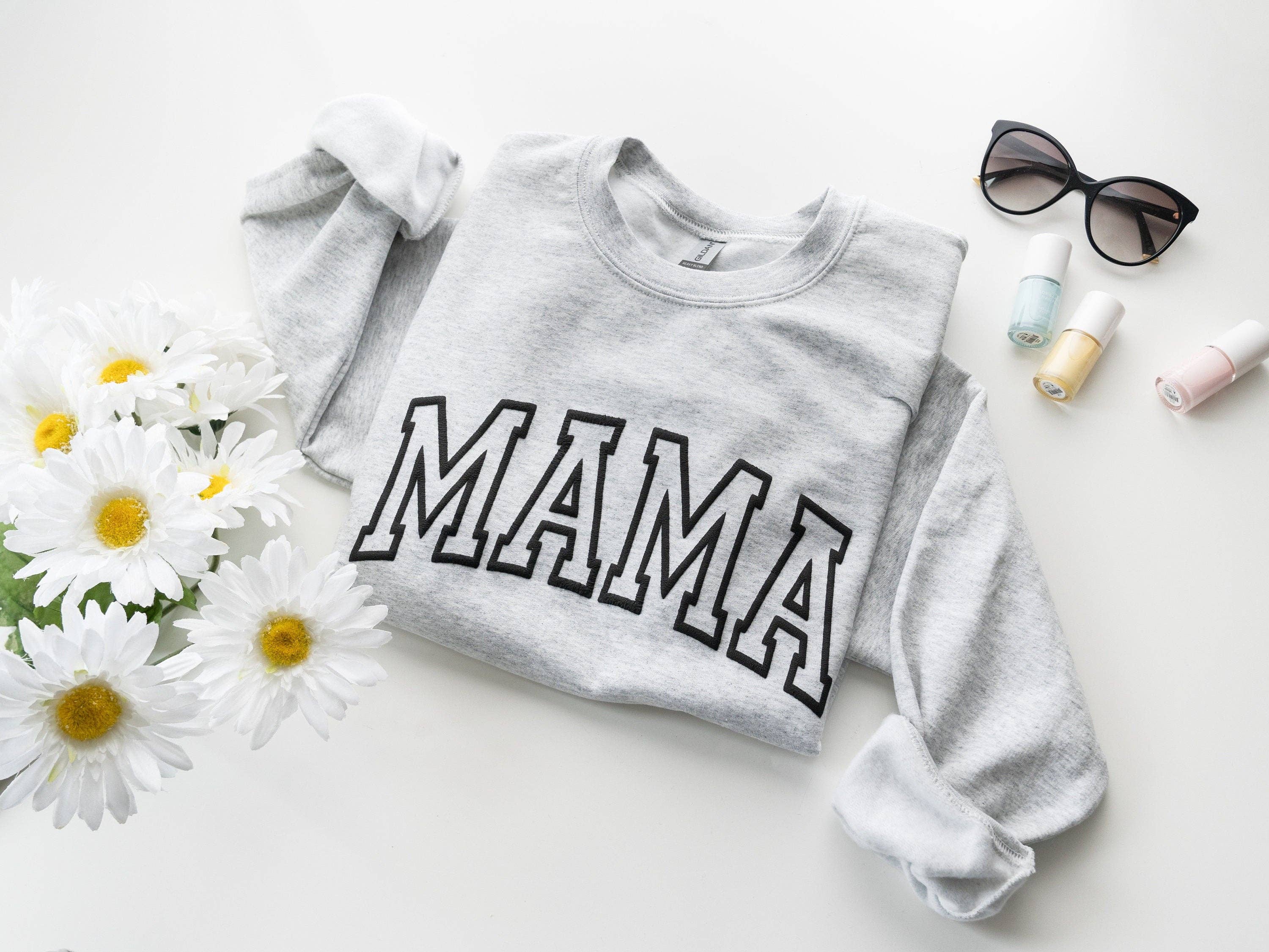 Gray Embossed Mama Sweatshirt