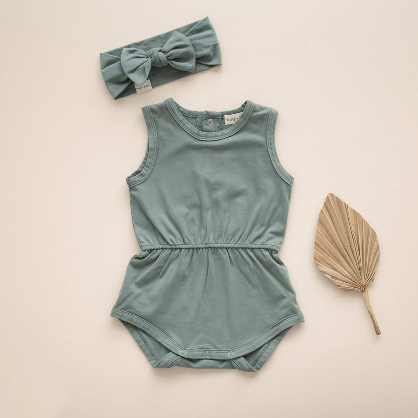 Organic Cotton Playsuit | Basil Green