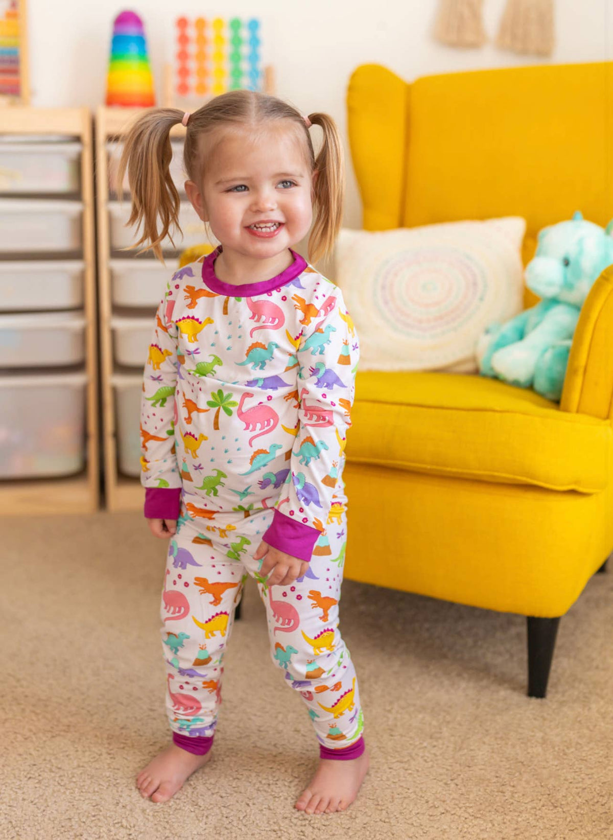 Dino Dreams Bamboo Two Piece Pajamas Set