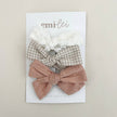Alligator Clip Bow Set Lace + Check + Mauve