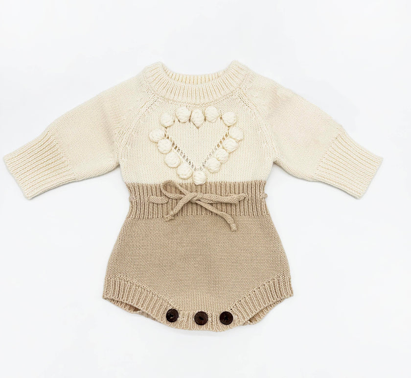 Cream Heart Romper Set