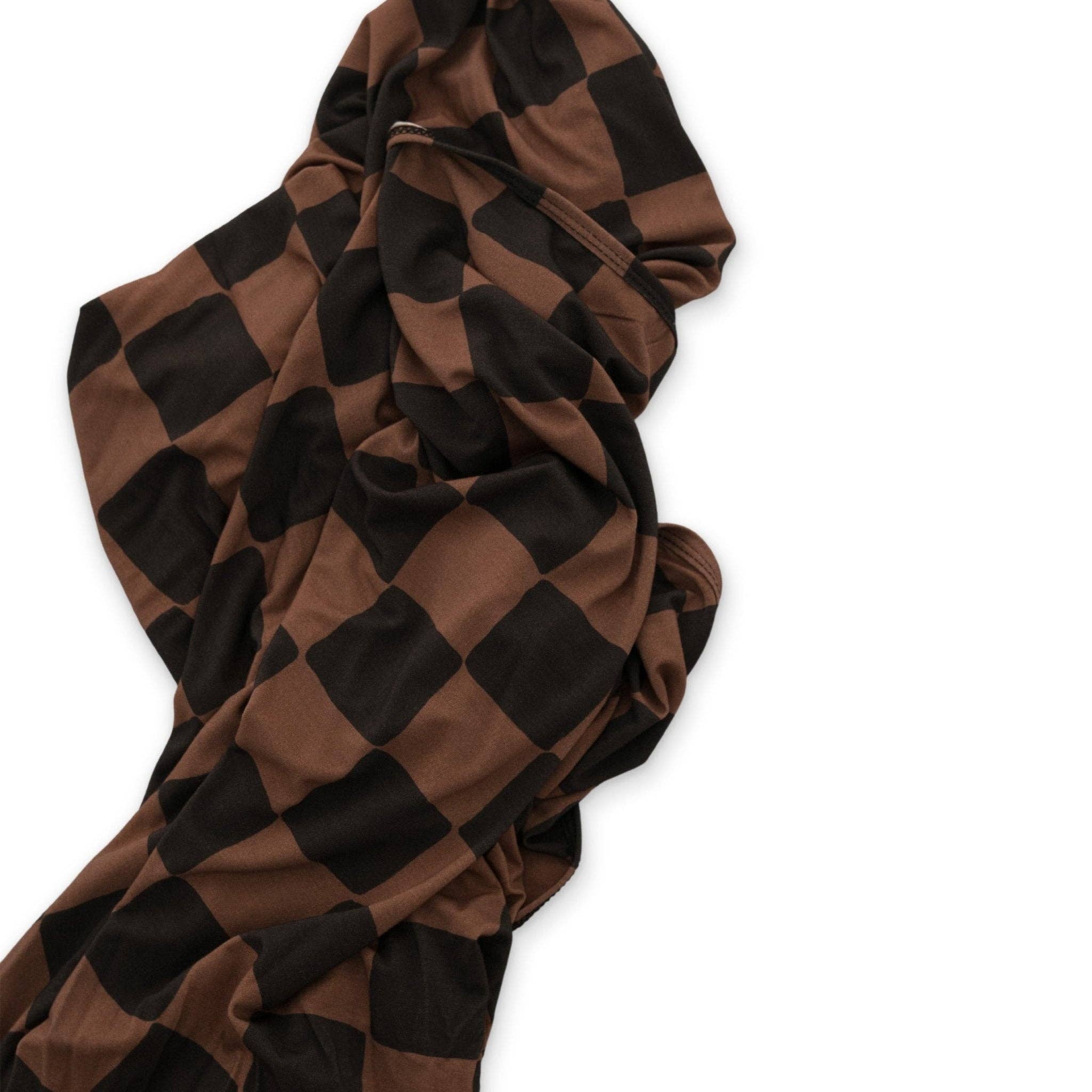 Ink & Earth Checkerboard Stretch Swaddle Blanket