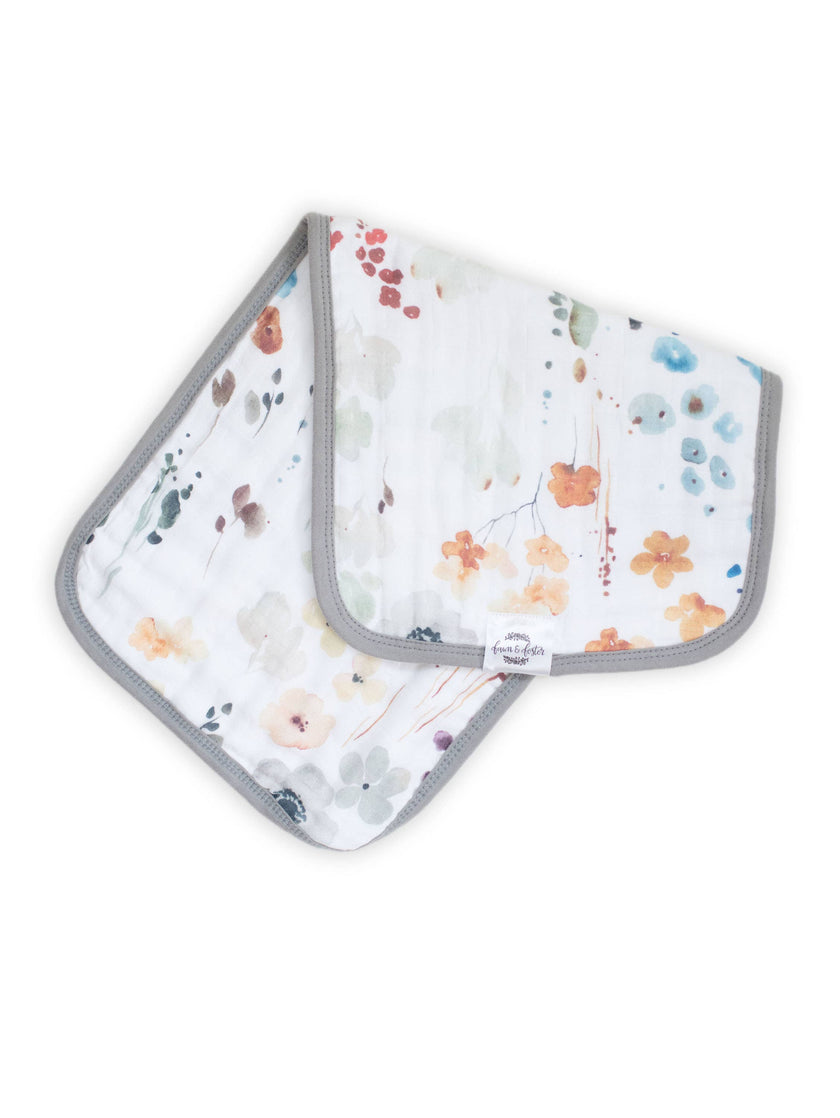 Organic Premium Oversize Absorbent Burp Cloths Violet Floral