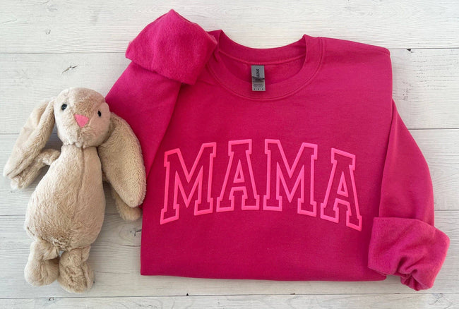 Puff Embossed Hot Pink Mama Crewneck
