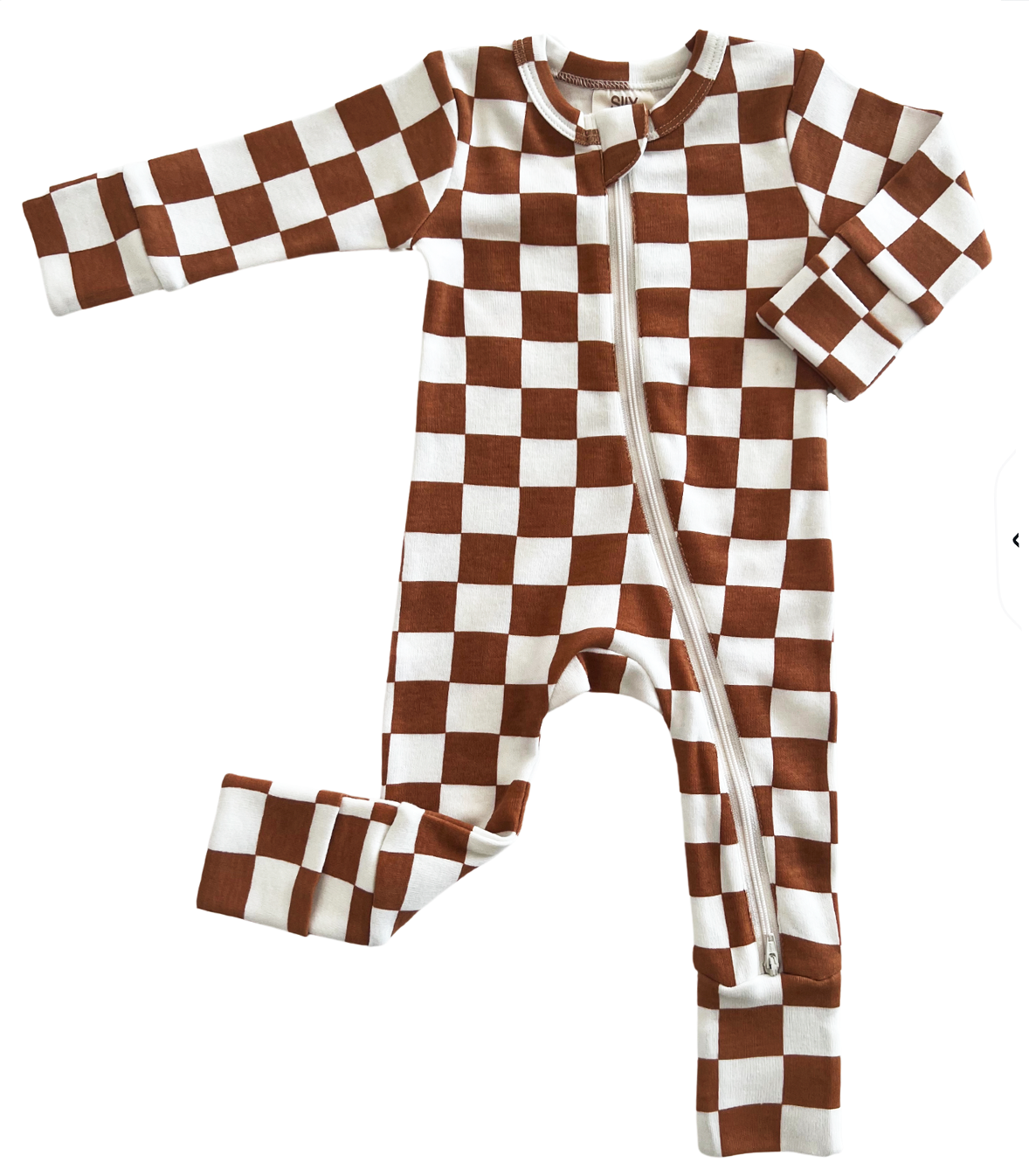 Stracciatella Checkerboard Organic 2-Way Zip Romper