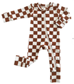 Stracciatella Checkerboard Organic 2-Way Zip Romper