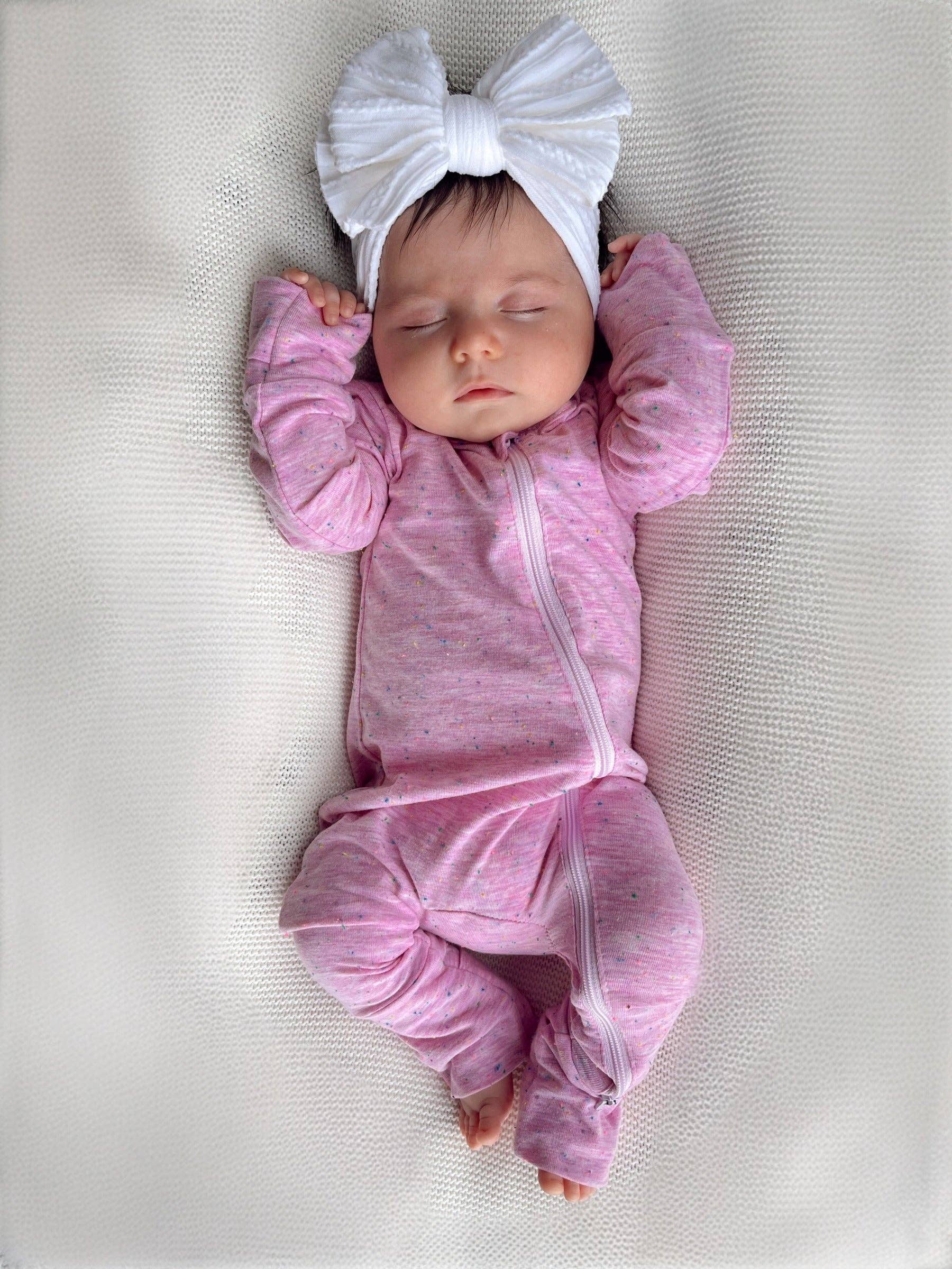 Pink Speckle 2-Way Zip Romper