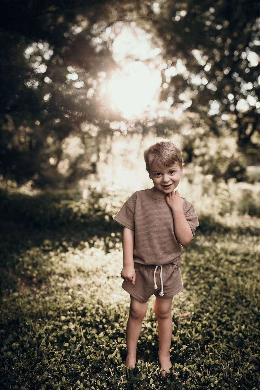 Cocoa Sands Neutral Summer Waffle Toddler Top & Bottom Set