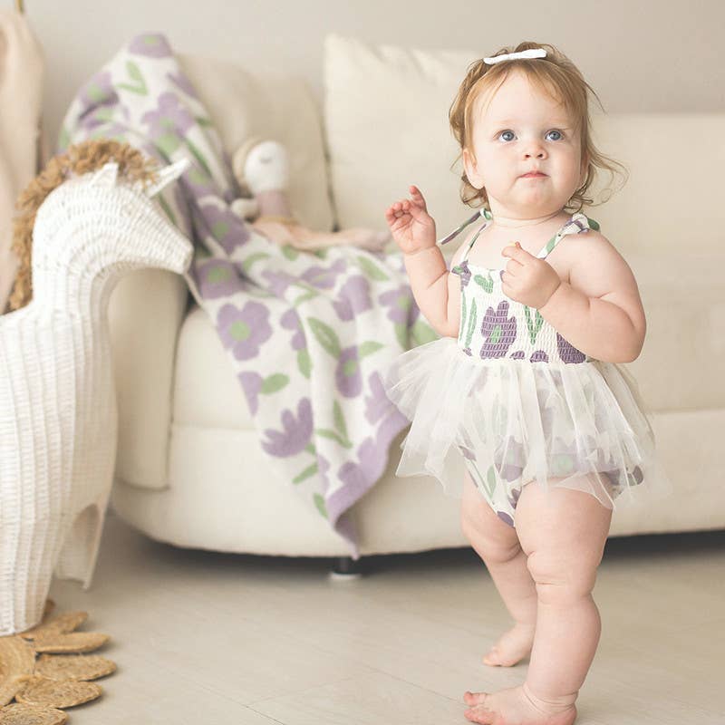 Tutu Bubble Romper - Purple Floral