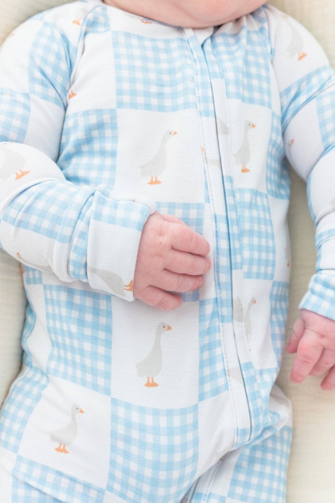 Goose Checker Zipper Romper